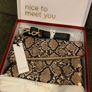 NWT Hammitt Medium Dillon Bag snakeskin & black leather purse $495 retail